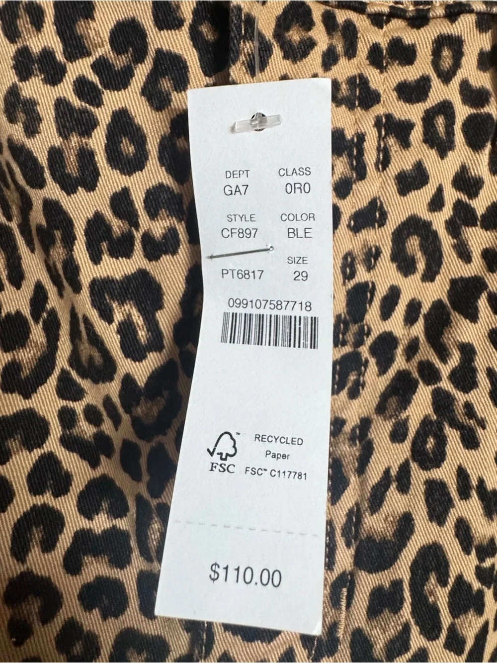 New! J. Crew Straight-leg chino pant in leopard print
